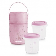 Termoizolačné puzdro + 2 ks nádobky na jedlo pink