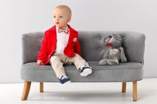 Oblek pre chlapca v červeno-béžovom prevedení 80,86