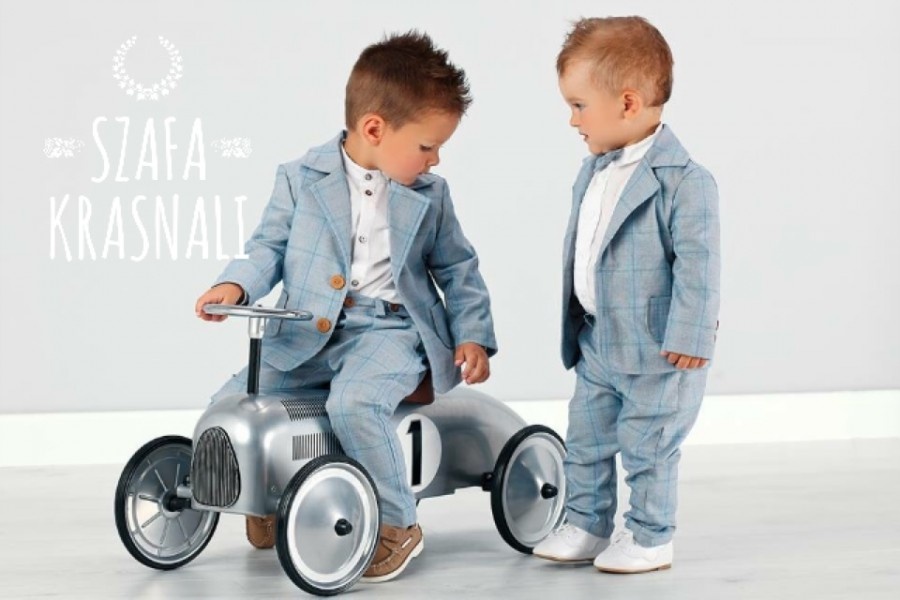 Chlapčenský oblek LA001 svetlomodrý károvaný 86,92