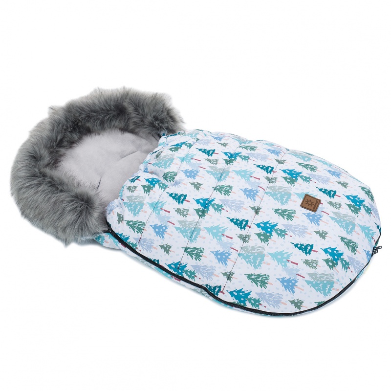 Zimný fusak LUX sivý/stromčeky + rukávniky s teplým flisom